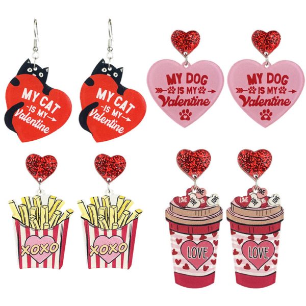 Wholesale 2pcs Acrylic Cat Food Enthusiast Lover Earrings For Cheap