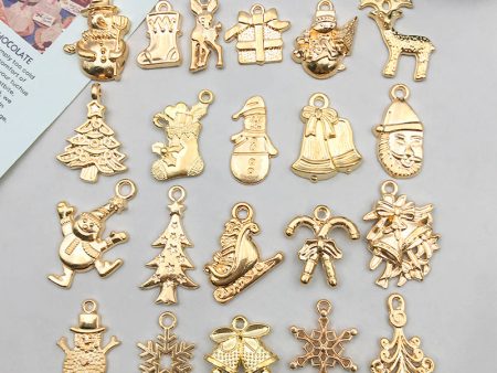 Wholesale 1 KC Gold Alloy Christmas Series Simulation Santa Claus Snowflake DIY Pendant Sale