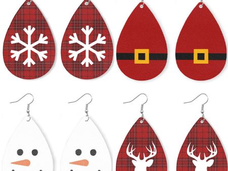 Wholesale 2 Pair Pack Christmas Elk Snowman Skin Earrings Are Popular Snowflake Earrings For Sale