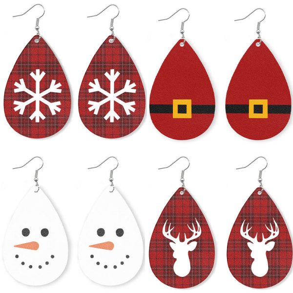 Wholesale 2 Pair Pack Christmas Elk Snowman Skin Earrings Are Popular Snowflake Earrings For Sale