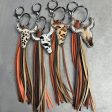 Wholesale 2pcs Bull Head Multi-color Western Tassel Style Leather Keychain Hot on Sale