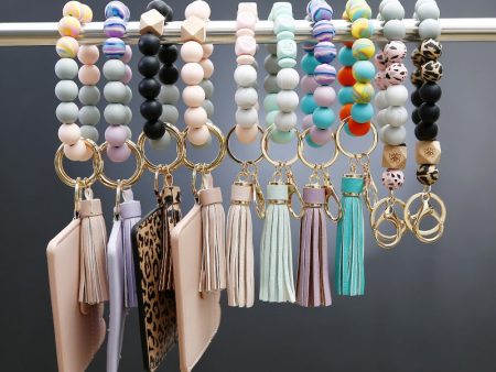 Wholesale Silicone Pendant Leather PU Tassel Card Bag Keychains on Sale