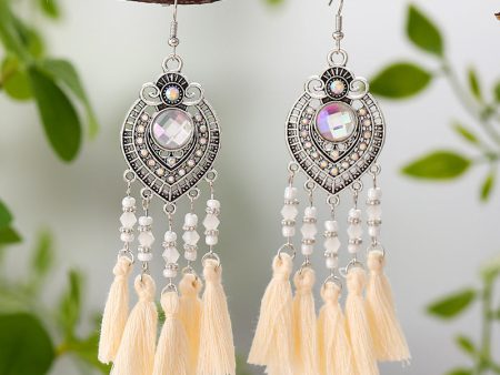 Wholesale Vintage Oval Diamond Tassel Leaf Personalized Earrings Online Sale