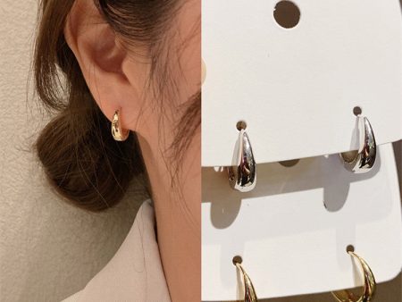 Wholesale water drop hoop light luxury high-end new plain hoop unique earrings Online now