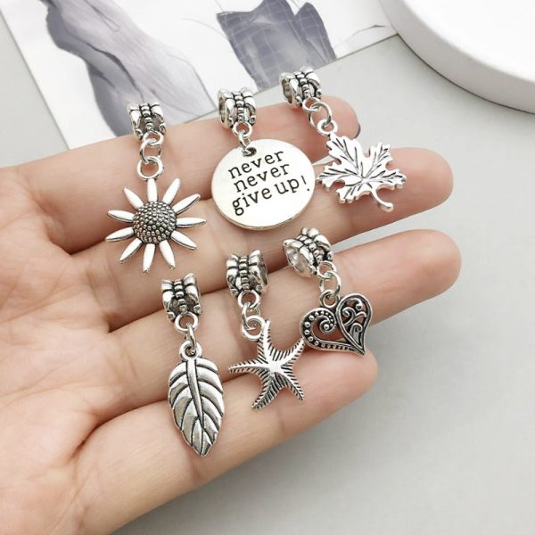 Wholesale 1 Antique Silver Alloy Simulation Maple Leaf High Heels Series Large Hole Bead DIY Pendant For Sale