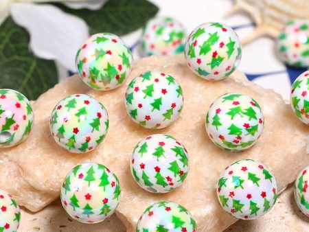 Wholesale 100pcs Acrylic Pentagram Christmas Tree Printed Beads For Discount