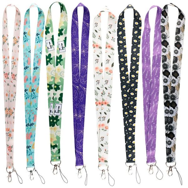 Wholesale 10pcs Small Daisy Lavender Flower Mobile Phone Lanyard Long Camera Work ID Durable Neck Lanyard For Sale