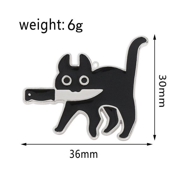 Wholesale stainless steel creative knife cat tag keychain personality fashion cartoon titanium steel drop oil necklace pendant on Sale