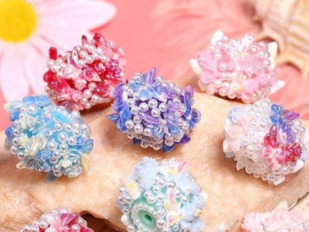 Wholesale 10pcs Full Diamond Pearl Rose Butterfly Diamond Ball Heavy Industry DIY Beads Cheap