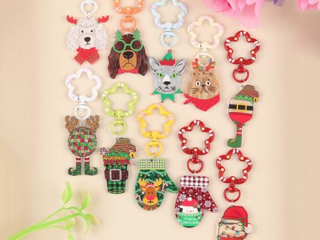 Wholesale Cartoon Christmas Acrylic Elk Wine Glass Gloves Simple Animal Keychains For Cheap