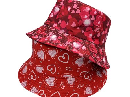 Wholesale peach heart lips printing Valentine s Day adult summer fisherman hat casual basin hat sun protection casual sun hat Hot on Sale