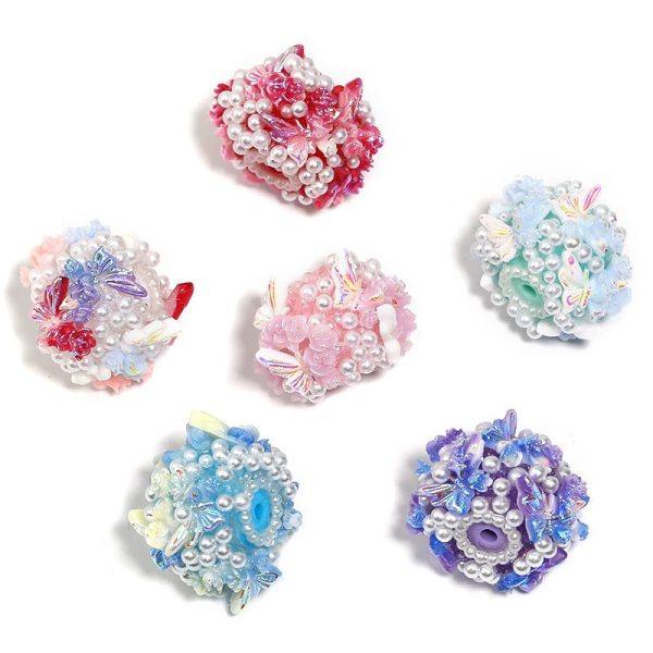 Wholesale 10pcs Full Diamond Pearl Rose Butterfly Diamond Ball Heavy Industry DIY Beads Cheap