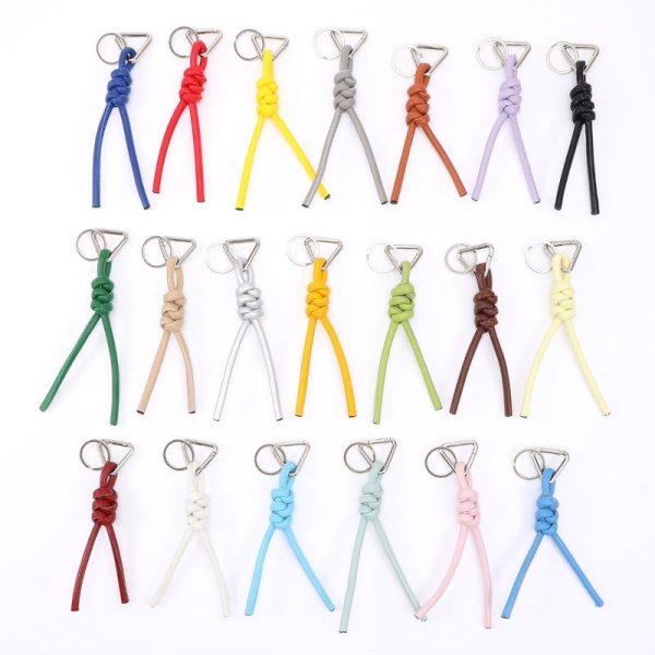 Wholesale Triangle PU Hand Woven Diamond Knot Keychains For Cheap