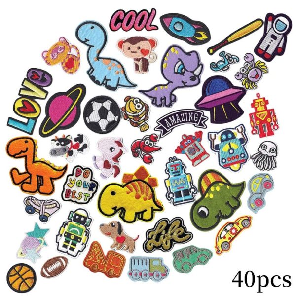 Wholesale Ironing Embroidery Dinosaur Embroidery Seal Cartoon Animal Smiling Face Patch Set For Sale