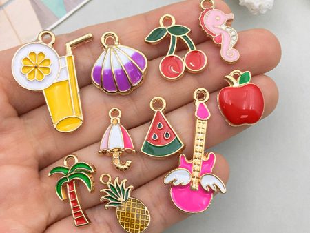 Wholesale 1 New Oil Dripping Alloy Colorful Simulation Apple Cherry DIY Pendant Sale