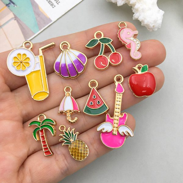 Wholesale 1 New Oil Dripping Alloy Colorful Simulation Apple Cherry DIY Pendant Sale