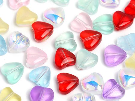 Wholesale 100pcs Heart-shaped Glass 8mm Straight Hole Jelly Colored Peach Heart DIY Beads on Sale