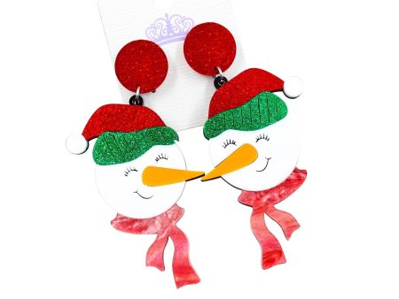 Wholesale 5pcs pack Christmas Snowman Shiny Winter Acrylic Swing Earrings Online Sale