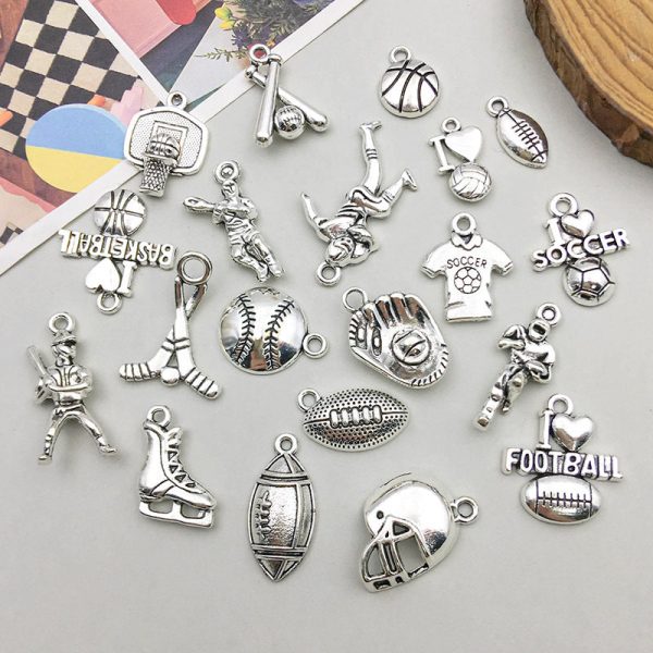 Wholesale 1 Antique Silver Alloy Simulation Rugby Baseball Series DIY Pendant For Cheap