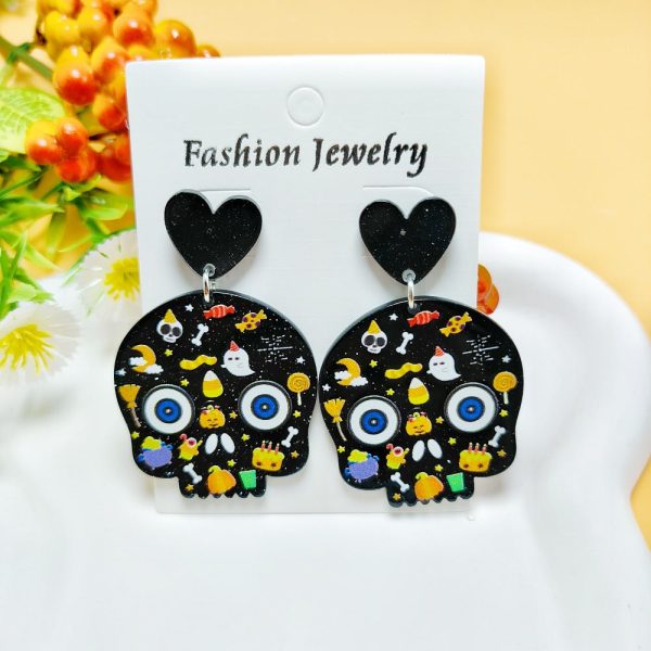 Wholesale  Hot sale Halloween Horror Ghost Acrylic Fashion Personality Print Earrings For Sale