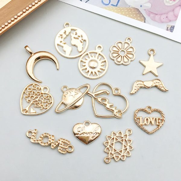 Wholesale 1 KC Gold Alloy Simulation Heart Letter Series DIY Pendant Discount