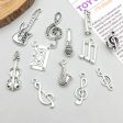 Wholesale 1 New Antique Silver Alloy Simulation Guitar Music Note DIY Pendant Fashion