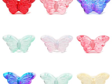 Wholesale 100pcs 8*15mm Glazed Butterfly Beads Symphony Straight Hole Glass Beads DIY For Cheap