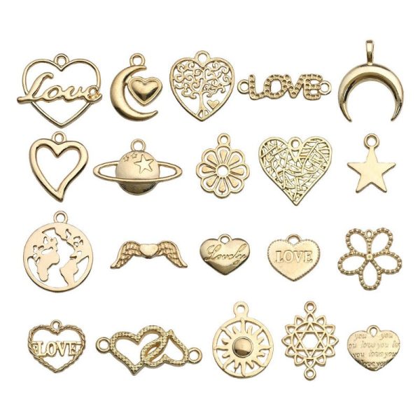 Wholesale 1 KC Gold Alloy Simulation Heart Letter Series DIY Pendant Discount