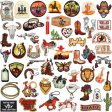 Wholesale 52 Pieces Brown Western Denim Jacket Horse Pistol Embroidered Clothing Patches For Cheap