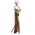 Wholesale 2pcs Bull Head Multi-color Western Tassel Style Leather Keychain Hot on Sale