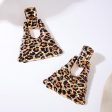 Wholesale 1 Pair of Fashionable and Exaggerated Metal Geometric Leopard Print Quadrilateral Large Earrings Fashion