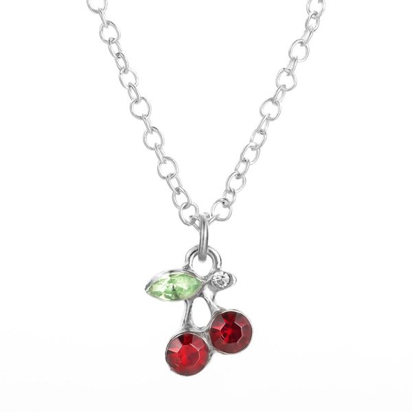 Wholesale cute rhinestone red cherry necklace Online Sale