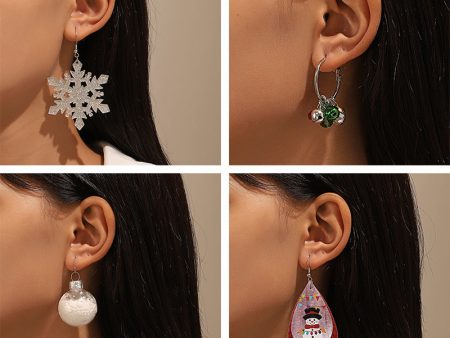 Wholesale Christmas Exaggerated Snowflakes Classic Colorful Bell Snowman Earrings For Sale