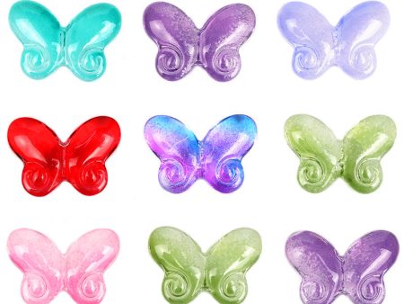 Wholesale 100pcs 10 * 14.5mm Gradient Fat Butterfly Glass Straight Hole DIY Beads For Cheap