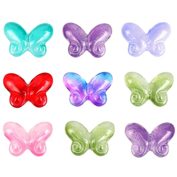 Wholesale 100pcs 10 * 14.5mm Gradient Fat Butterfly Glass Straight Hole DIY Beads For Cheap