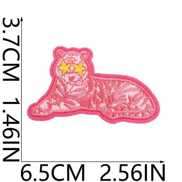 Wholesale Girly Pink Decorative Embroidery Colorful Flower Cartoon Leopard Embroidery Patch Hot on Sale