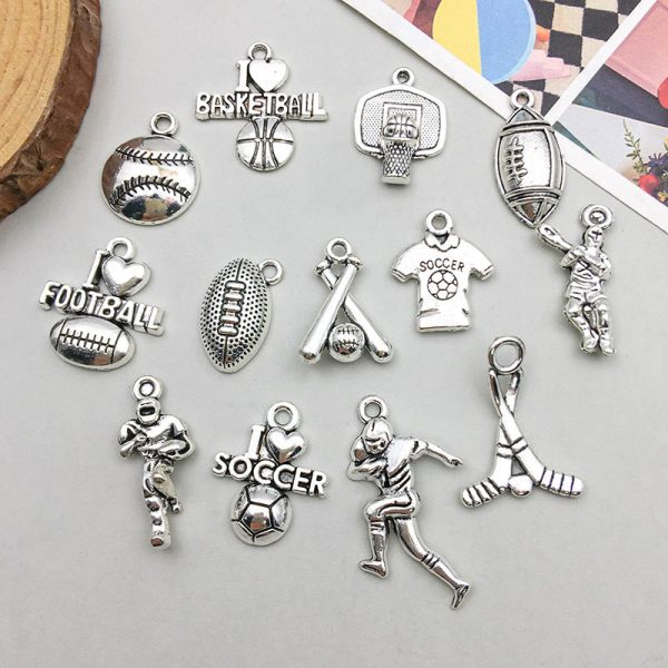 Wholesale 1 Antique Silver Alloy Simulation Rugby Baseball Series DIY Pendant For Cheap