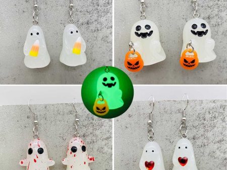 Wholesale 3D Night Light Ghost Pumpkin Corn Candy Halloween Earrings For Discount