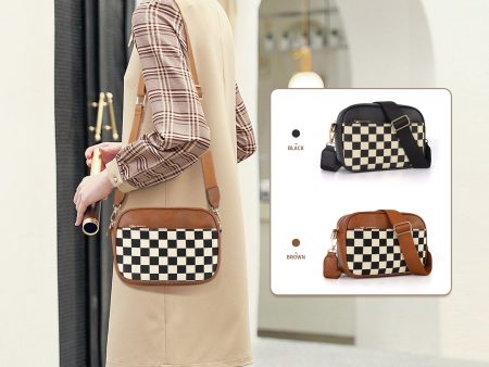 Wholesale Checkered Checkered Colorblock Zipper Shoulder Bags Online