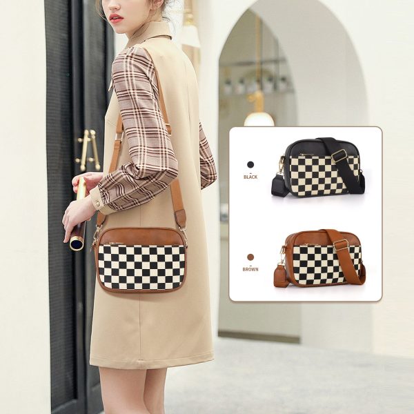 Wholesale Checkered Checkered Colorblock Zipper Shoulder Bags Online