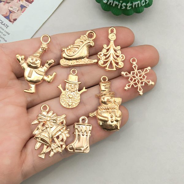 Wholesale 1 KC Gold Alloy Christmas Series Simulation Santa Claus Snowflake DIY Pendant Sale