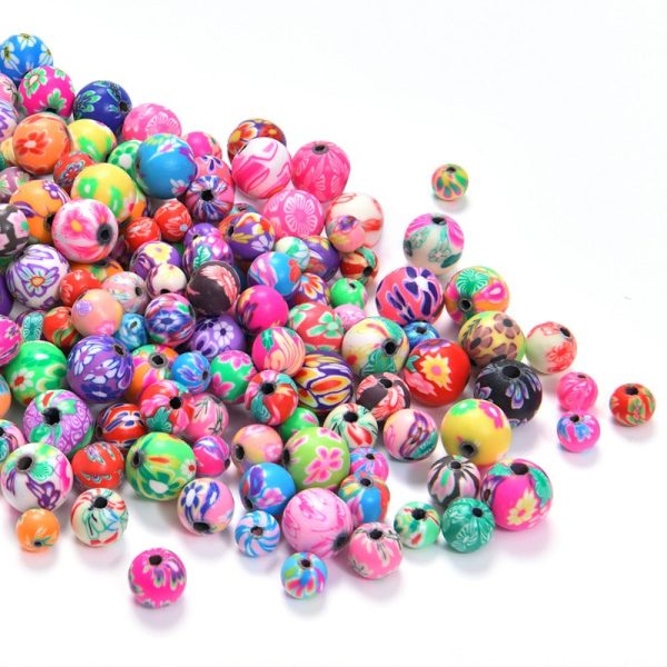 Wholesale 50pcs 6-12mm Printed Round Colored Polymer Clay Diy Beads Online Hot Sale