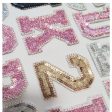 Wholesale 10pcs Pink English Alphabet Number Silver Number Embroidered Clothing Accessories Back Adhesive Patches on Sale