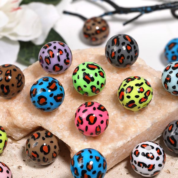 Wholesale 100pcs Autumn winter Solid Leopard Print Beads Cheap