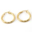 Wholesale 18K Stainless Steel Stripes Fashionable and Versatile Titanium Steel Round Buckle Earrings Online Hot Sale