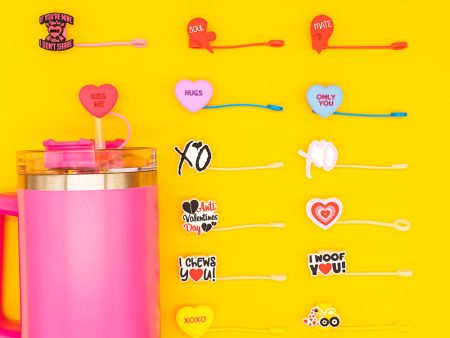 Wholesale Valentine s Day Love Silicone Straw Cap Cute Sweetheart Cartoon Straw Decorative Lid Straw Plug Straw Sleeve Straw Holder Fashion