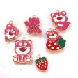 Wholesale 10pcs Cartoon Bear Strawberry DIY Handmade Alloy Oil Drop Pendant Pendant For Sale