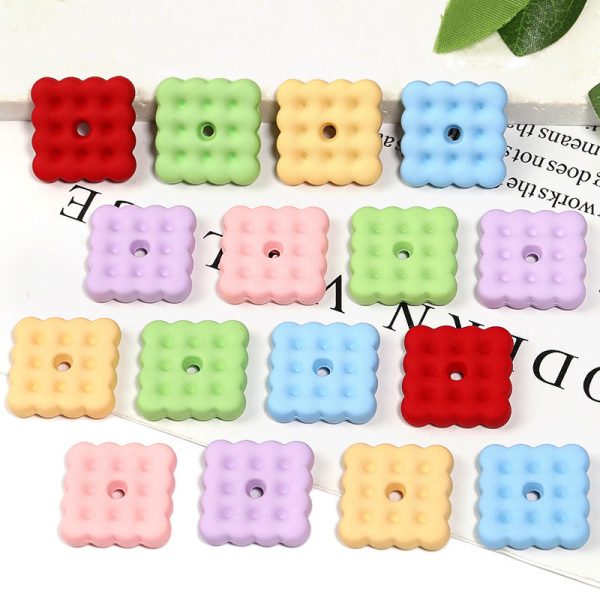 Wholesale 100pcs 20mm Hand feel Lacquer Square Biscuit Color Stacking Joy Acrylic DIY Beads Hot on Sale