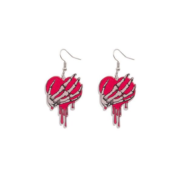 Wholesale Valentine s Day Love Dwarf Earrings Flamingo Love Semi-round Plaid Acrylic Earrings for Women Online