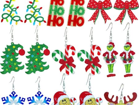 Wholesale 2pcs Source: Christmas Shiny Girls Party, Gingerbread People, Colored Lights, Snowflake Earrings Online